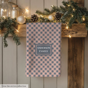 Custom Name Kitchen Towel Pastel Plaid Accent