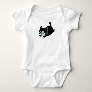 CUSTOM NAME KITTEN WEARING FACE MASK BABY BODYSUIT