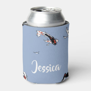 Custom name koi fish blue can cooler