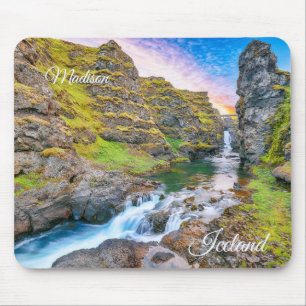 Custom Name Kolufossar Waterfalls, Iceland Mouse Pad