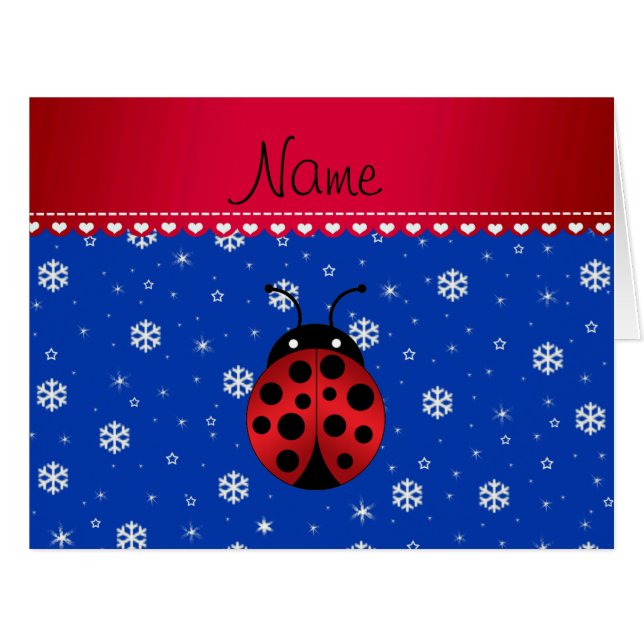 Custom name ladybug blue snowflakes red stripe (Front Horizontal)