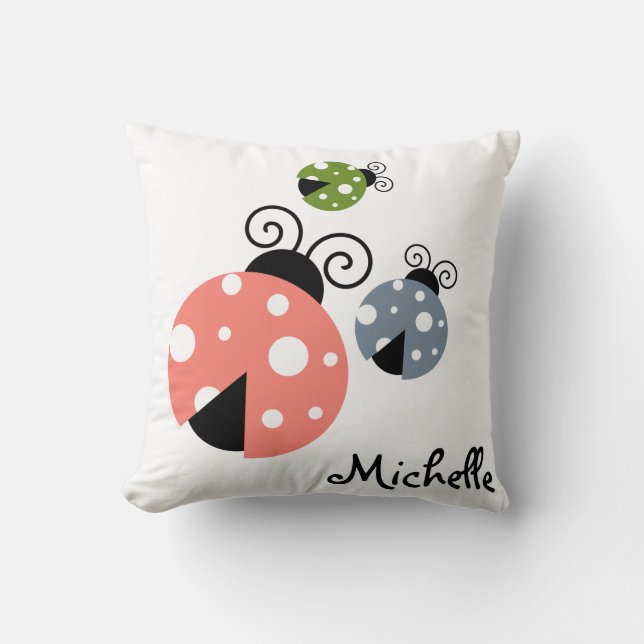 Custom Name Ladybug Spring Cushion (Front)