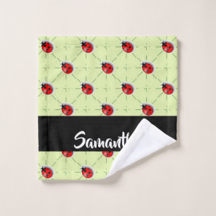 Custom name ladybugs pattern wash cloth