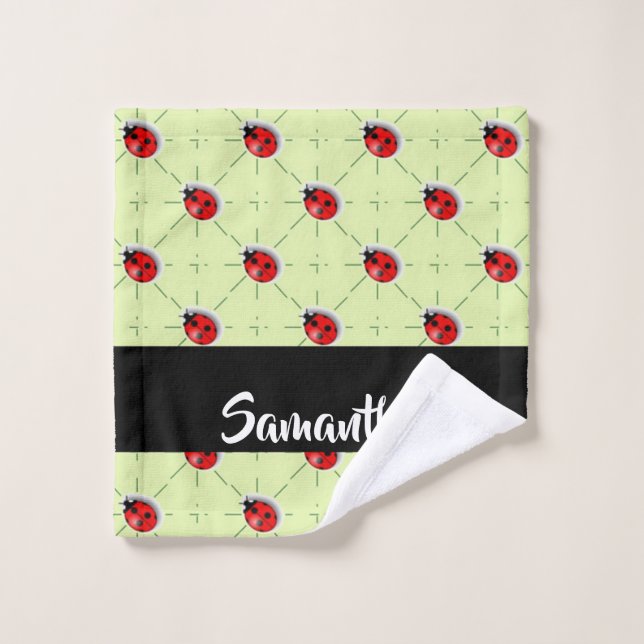 Custom name ladybugs pattern wash cloth (Wash Cloth)