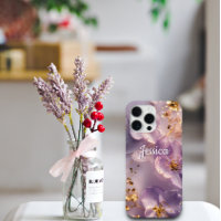 Custom Name Lavender Floral Gold Personalised