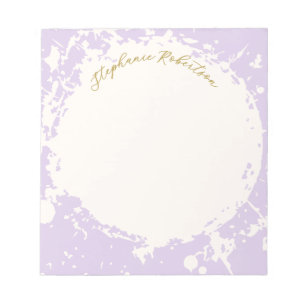 Custom Name Lavender Pastel Purple Gold Splatter Notepad