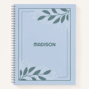 Custom Name Leafy Frame Notebook