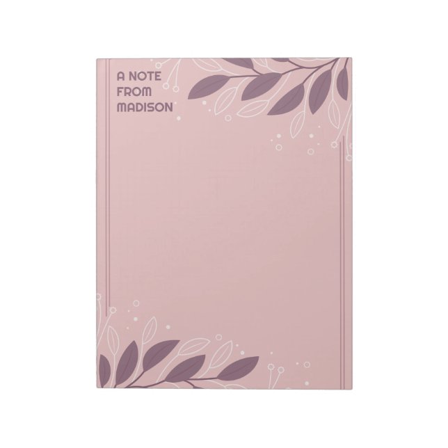 Custom Name Leafy Frame Notepad (Rotated)