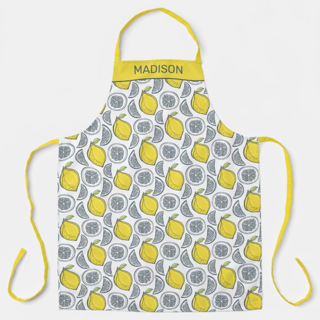 Custom name Lemon Pattern aprons (Front)