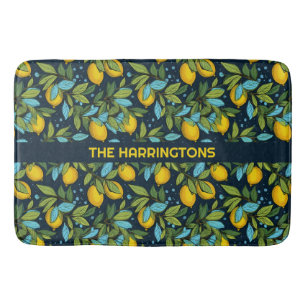Custom Name Lemon Pattern Bath Mat