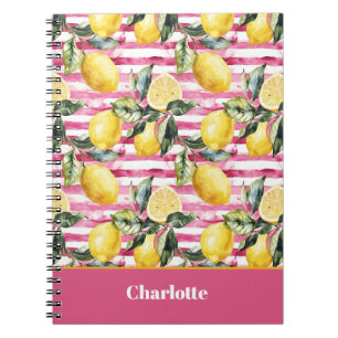 Custom Name Lemon Pattern Notebook Journal