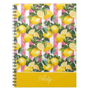 Custom Name Lemon Pattern Notebook Journal