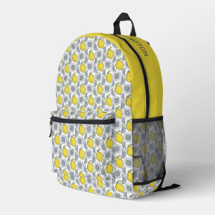 Custom Name Lemon Pattern Printed Backpack