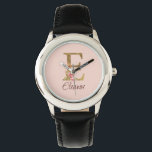 Custom Name Letter E Gold Foil Blush Pink Roses Watch<br><div class="desc">Custom Name Gold Foil Blush Pink Roses Letter E design features a charming floral monogram with radiant gold accents—perfect for soft feminine flair,  romantic occasions,  and personal name touches. Click 'Personalise' to add your name or someone special’s.</div>
