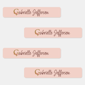 Custom Name Letter G Gold Foil Blush Pink Roses