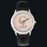 Custom Name Letter G Gold Foil Blush Pink Roses Watch<br><div class="desc">Custom Name Letter G Gold Foil Blush Pink Roses design blends timeless floral elegance with shimmering gold—perfect for romantic expressions,  soft feminine style,  personalised name keepsakes,  and customised party favours. Click 'Personalise' to add your name or a loved one’s.</div>