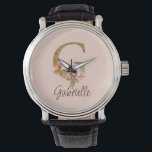 Custom Name Letter G Gold Foil Blush Pink Roses Watch<br><div class="desc">Custom Name Letter G Gold Foil Blush Pink Roses design blends timeless floral elegance with shimmering gold—perfect for romantic expressions,  soft feminine style,  personalised name keepsakes,  and customised party favours. Click 'Personalise' to add your name or a loved one’s.</div>