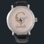 Custom Name Letter G Gold Foil Blush Pink Roses Watch<br><div class="desc">Custom Name Letter G Gold Foil Blush Pink Roses design blends timeless floral elegance with shimmering gold—perfect for romantic expressions,  soft feminine style,  personalised name keepsakes,  and customised party favours. Click 'Personalise' to add your name or a loved one’s.</div>