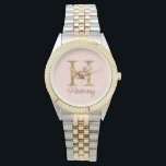 Custom Name Letter H Gold Foil Blush Pink Roses Watch<br><div class="desc">Custom Name Letter H Gold Foil Blush Pink Roses design showcases a romantic floral monogram with a soft golden glow—ideal for elegant name personalisation,  heartfelt occasions,  and feminine flair. Click 'Personalise' to add your name or a loved one’s.</div>