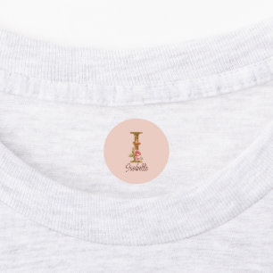 Custom Name Letter I Gold Foil Blush Pink Roses