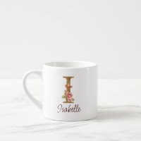 Custom Name Letter I Gold Foil Blush Pink Roses
