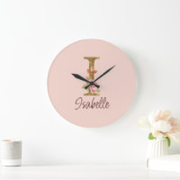 Custom Name Letter I Gold Foil Blush Pink Roses