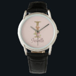 Custom Name Letter I Gold Foil Blush Pink Roses Watch<br><div class="desc">Custom Name Letter I Gold Foil Blush Pink Roses design features a graceful floral monogram with golden shimmer—perfect for romantic gifting,  soft feminine touches,  and elegant name personalisation. Click 'Personalise' to add your name or a loved one’s.</div>