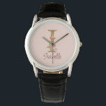 Custom Name Letter I Gold Foil Blush Pink Roses Watch<br><div class="desc">Custom Name Letter I Gold Foil Blush Pink Roses design features a graceful floral monogram with golden shimmer—perfect for romantic gifting,  soft feminine touches,  and elegant name personalisation. Click 'Personalise' to add your name or a loved one’s.</div>