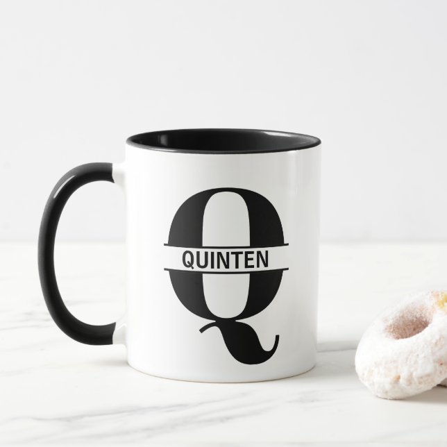 Custom Name Letter 'Q' Mug (With Donut)