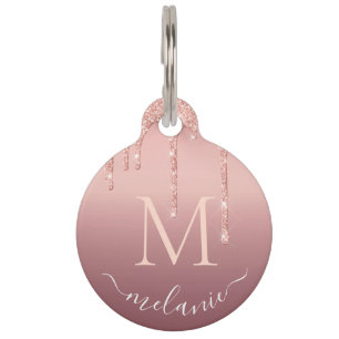 Custom Name Letter Rose Gold Pet ID Tag
