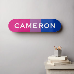 Custom Name LGBTQ Rainbow Bisexual Pride Flag Skateboard