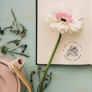 Custom Name Library Hand-drawn Modern Books Self-inking Stamp