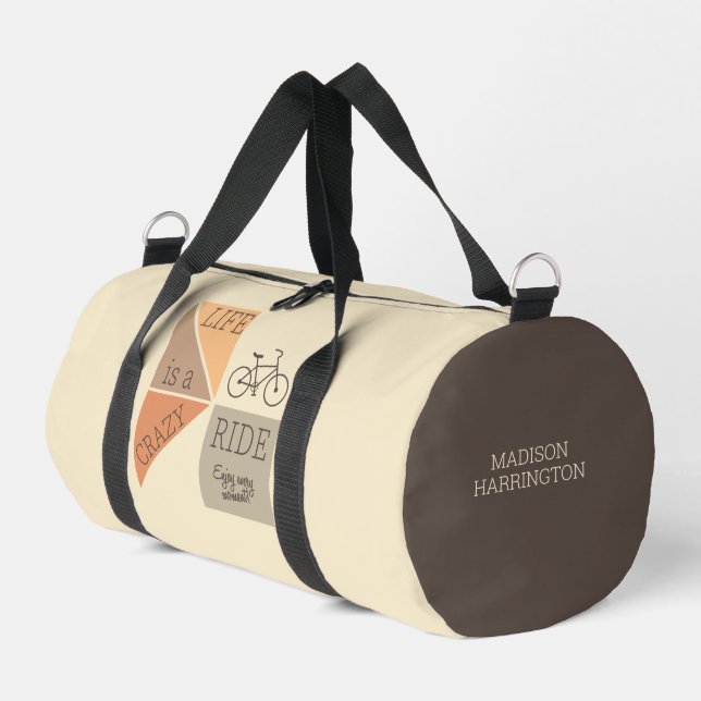 Custom Name Life is a Crazy Ride Duffle Bag (Left Corner)