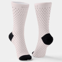 Custom Name Light Pastel Pink Grey Polka Dot