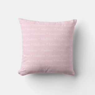 Custom name light pink white pattern cushion