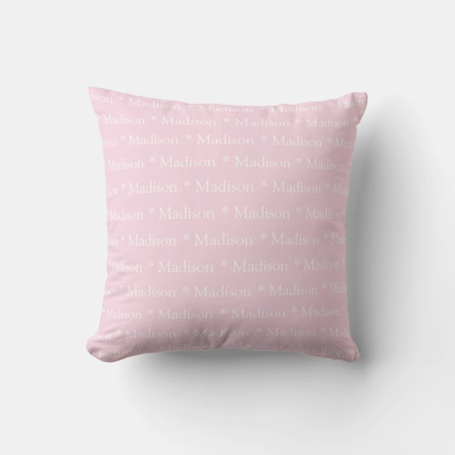 Custom name light pink white pattern cushion (Front)