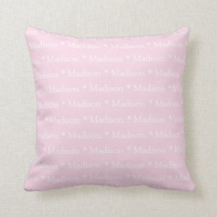 Custom name light pink white pattern cute cushion