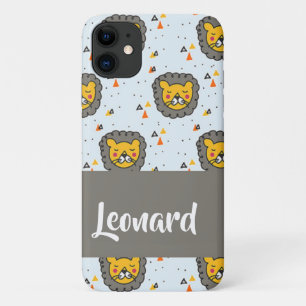 Custom name lion head on blue Case-Mate iPhone case