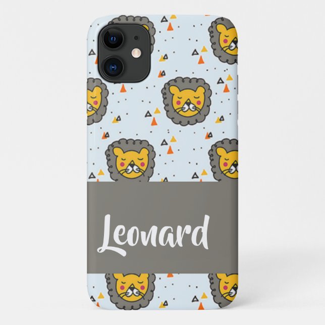 Custom name lion head on blue Case-Mate iPhone case (Back)