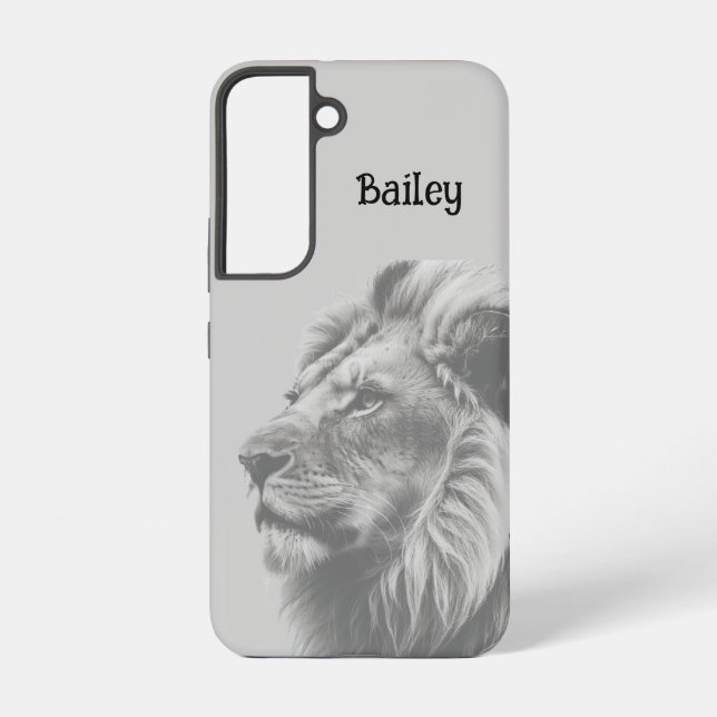 Custom Name Lion Wildlife Nature Art Samsung Galaxy S22 Case (Back)