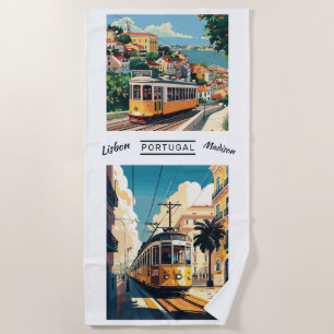 Custom Name Lisbon Portugal Beach Towel