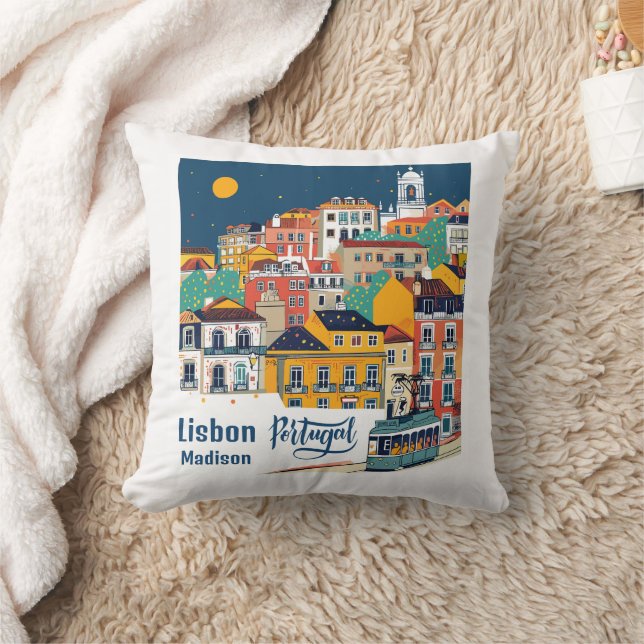 Custom Name Lisbon Portugal Cushion (Blanket)