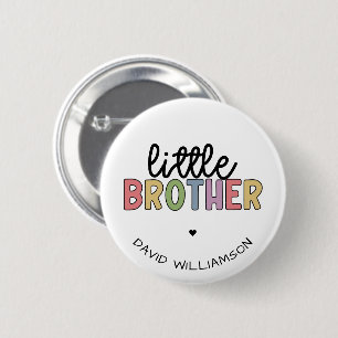 Custom Name Little Brother Cute Personalised 6 Cm Round Badge