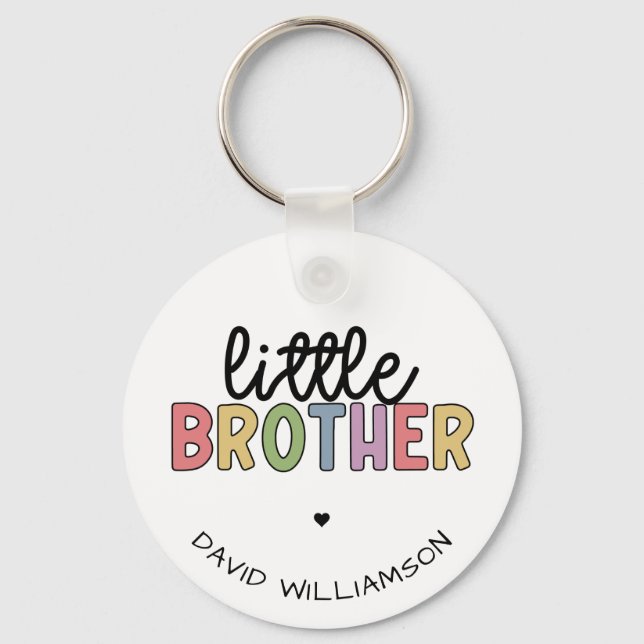 Custom Name Little Brother Cute Personalised  Key Ring (Front)