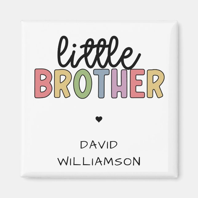 Custom Name Little Brother Cute Personalised Magnet (Front)