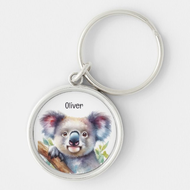 Custom Name Little Koala Bear Australian Animal  Key Ring (Front)