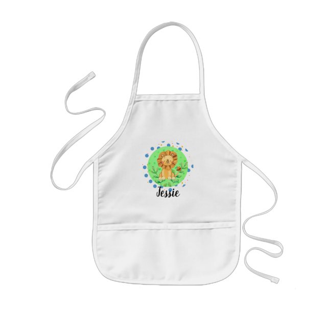 Custom Name Little Lion Childrens Apron (Front)