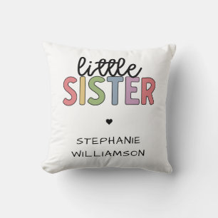 Custom Name Little Sister Cute Personalised Cushion