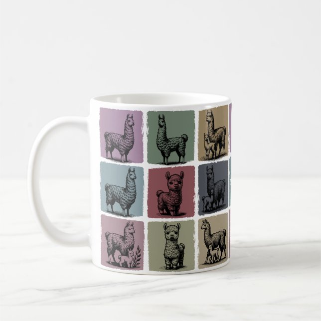 Custom Name Llama Personalized Retro Alpaca Gift Coffee Mug (Left)