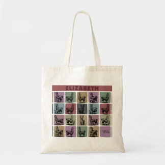 Custom Name Llama Retro Floral Vintage Personal Tote Bag
